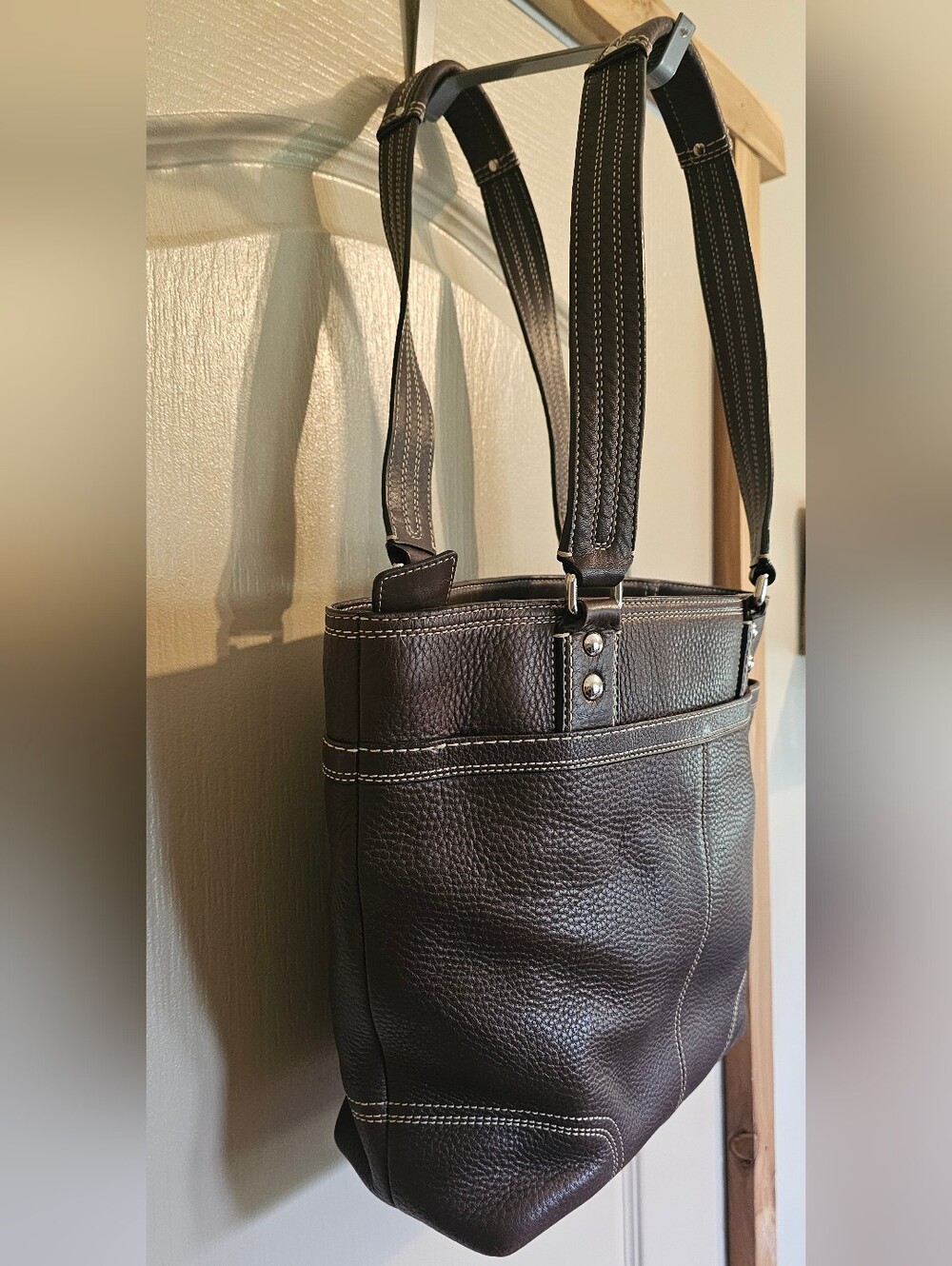 Vintage Coach Hamilton Hampton Legacy Shoulder Tote Dark Brown Pebbled Leather - Picture 6 of 13